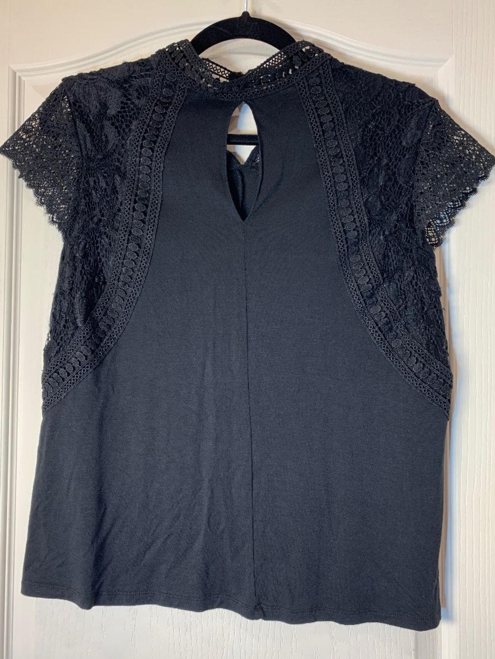 Black Lace Mock Neck Top Romantic Goth Feminine Dark Academia Chic Size Small